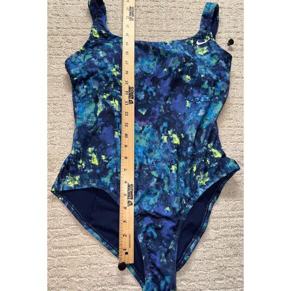 Nike One Piece Swimsuit Women’s Large Blue Green Abstract Print Athletic NWOT - Picture 5 of 8